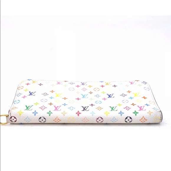 Louis Vuitton White Multicolor Takashi Murakami Zippy Wallet Authentic - Picture 4 of 12